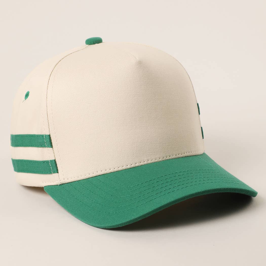 Two Tone Canvas Cotton Two Stripes Trucker Hat