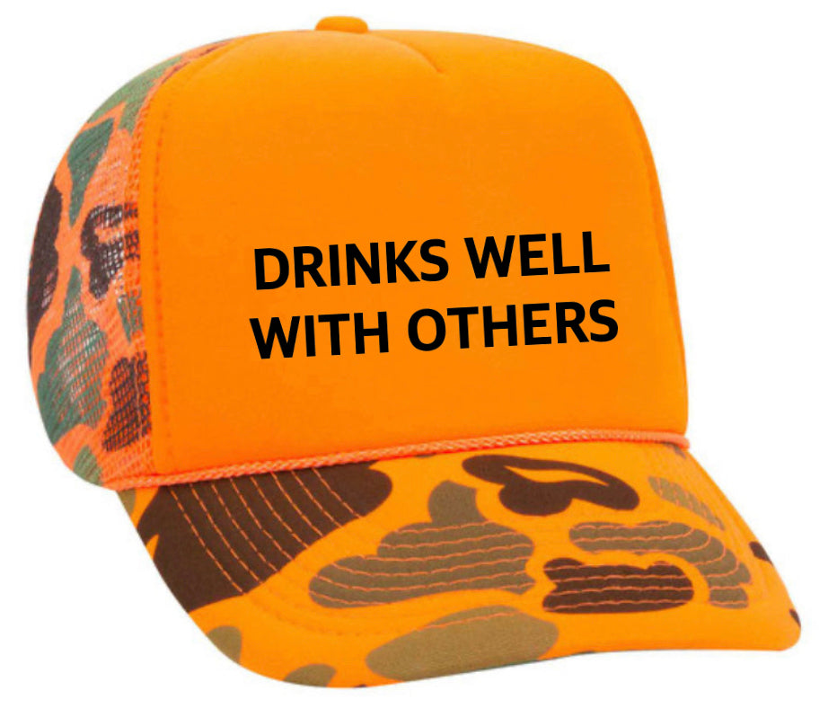 Drinks Well With Others Inappropriate Trucker Hat