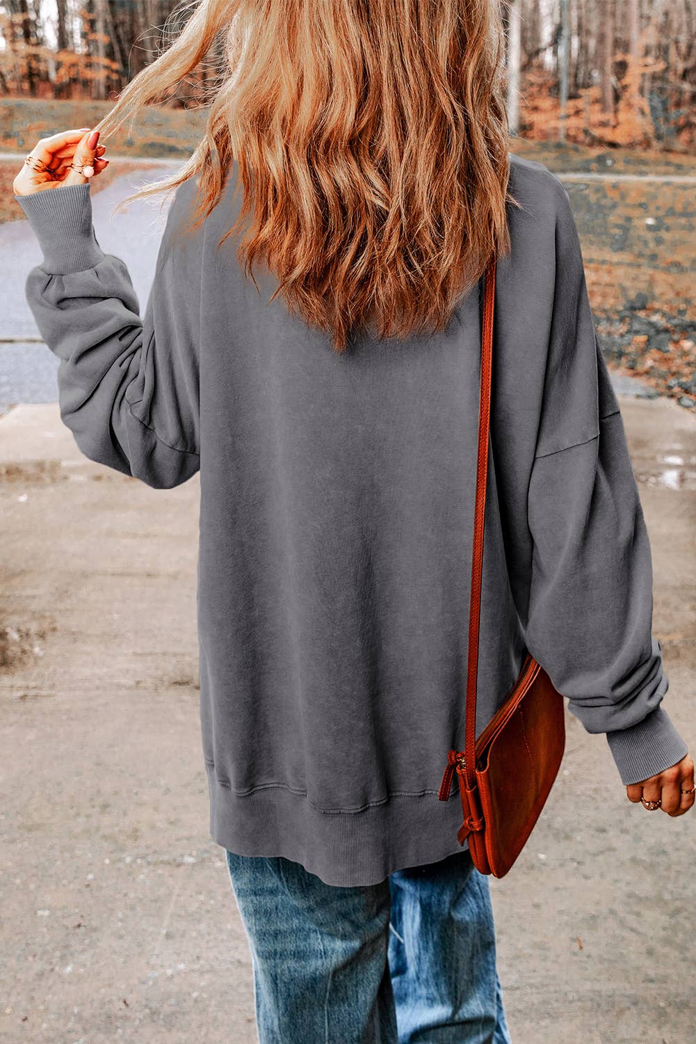 Customizable Drop Shoulder Ribbed Trim Oversized Sweatshirt