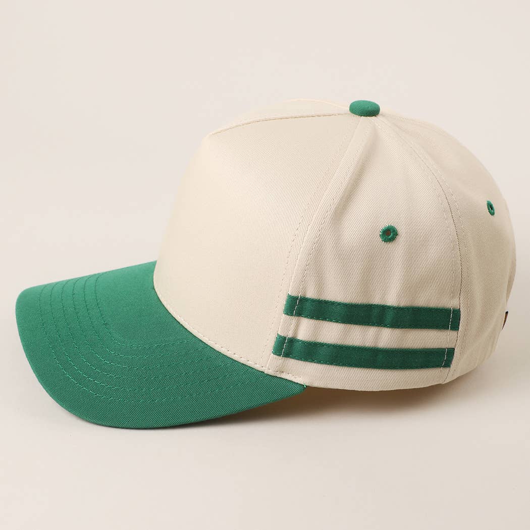 Two Tone Canvas Cotton Two Stripes Trucker Hat