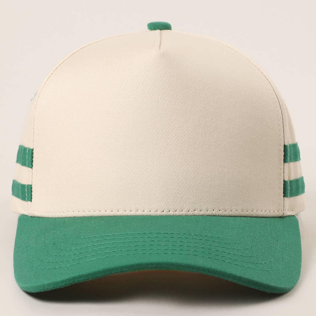 Two Tone Canvas Cotton Two Stripes Trucker Hat