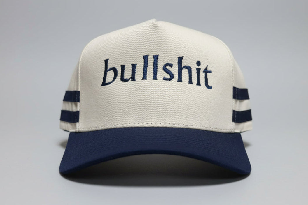 Bullshit (Cream/Navy Stripes) Embroidered Hat