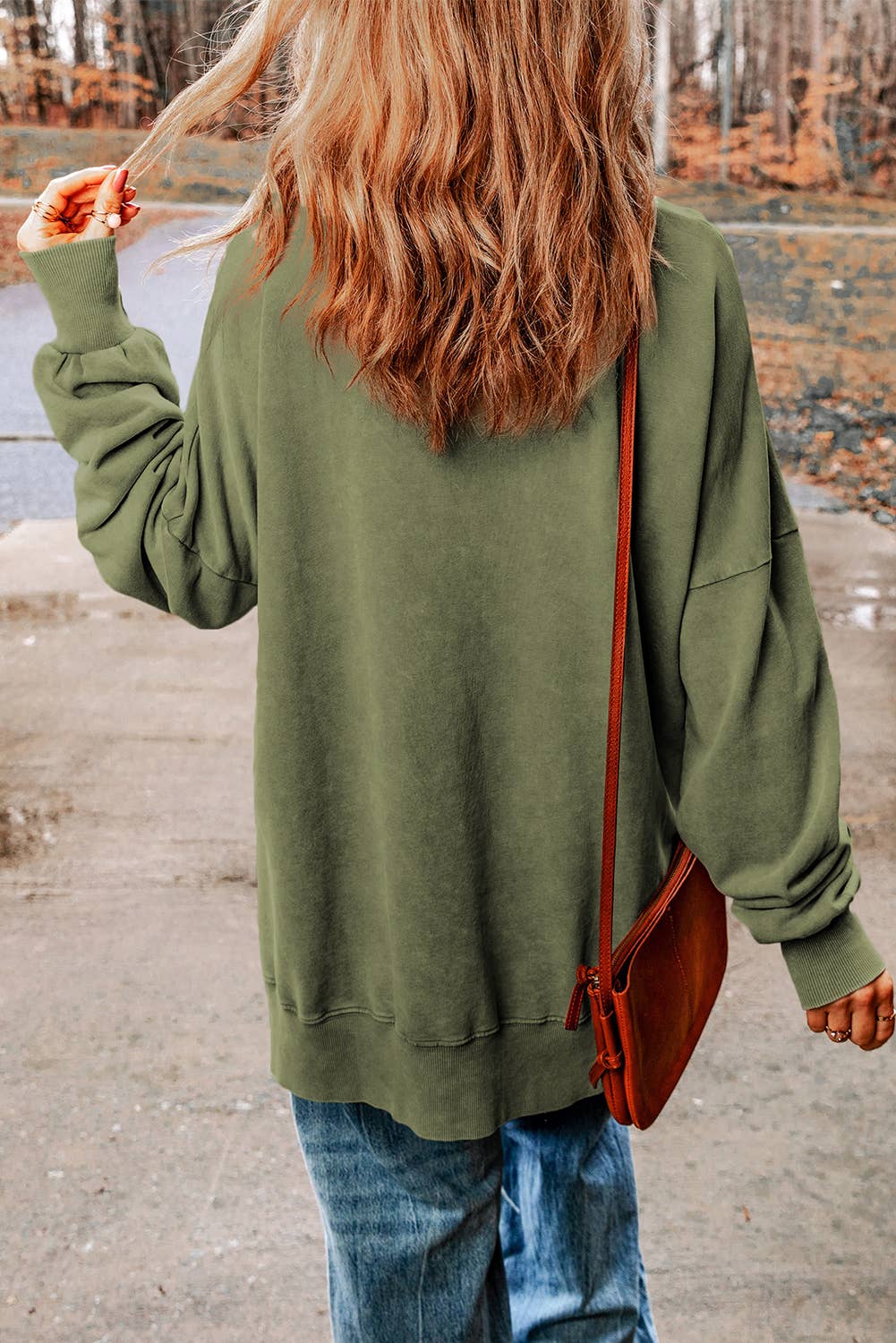 Customizable Drop Shoulder Ribbed Trim Oversized Sweatshirt