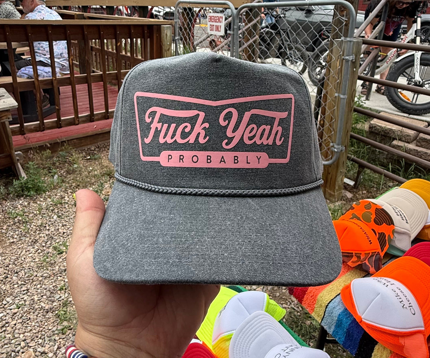 Fuck Yeah Probably (pink/stone wash gray)