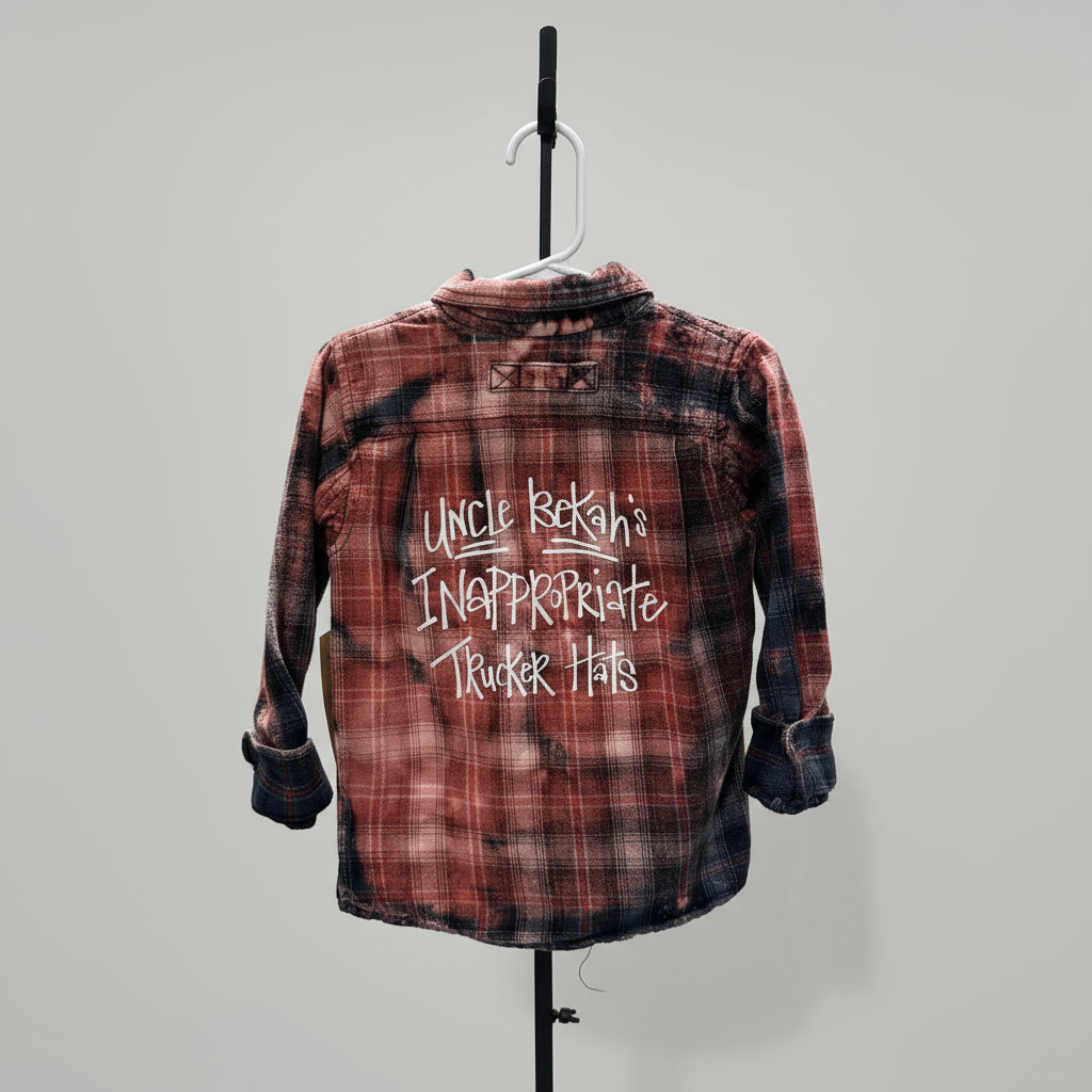 Plaid shirt with text on a mannequin