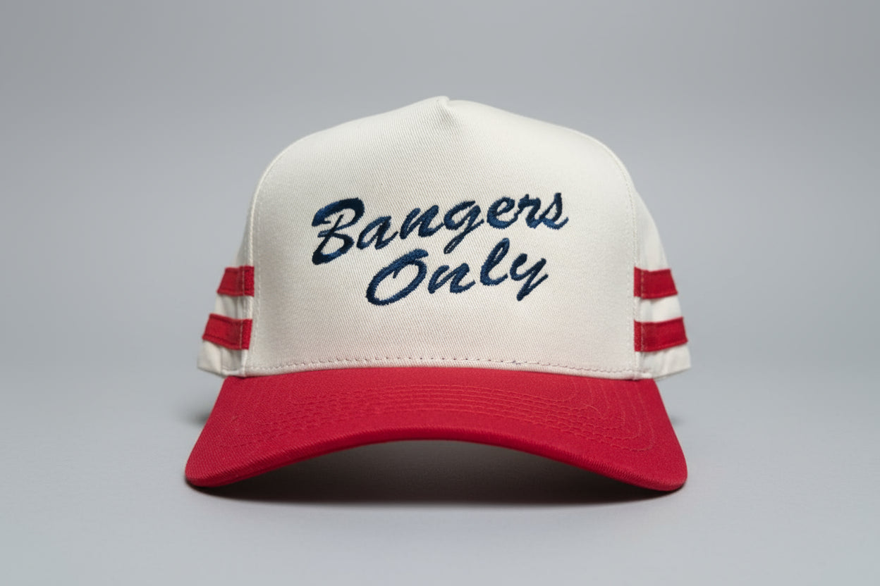 Bangers Only (Cream/Red Stripes) Embroidered Hat