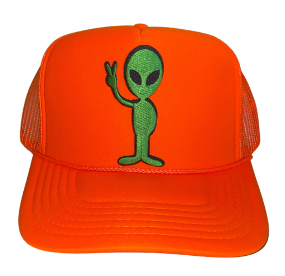Little Green Alien Patch Trucker Hat
