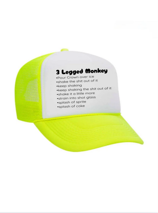 3 Legged Monkey Recipe Trucker Hat