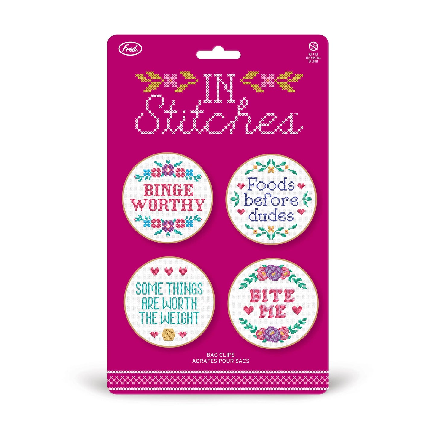 In Stitches - Cross Stitch Bag Clips - Set of 4