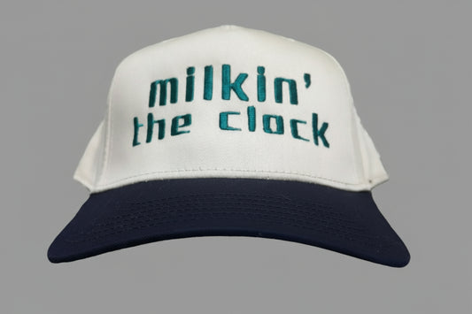 Milkin the Clock (cream/navy) Embroidered Hat