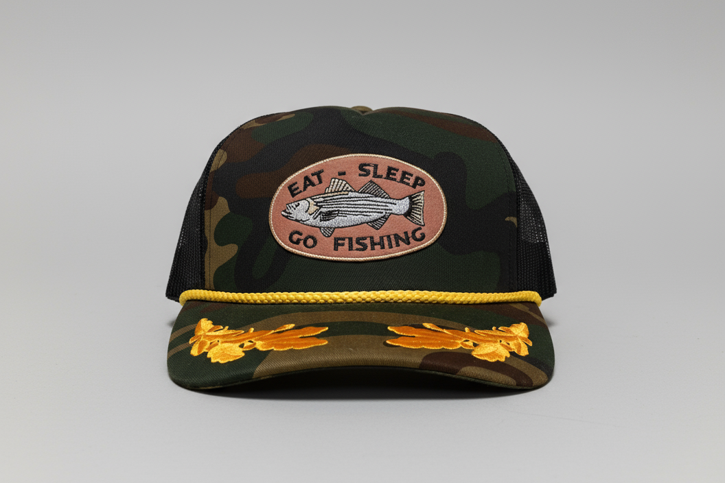 Eat Sleep Go Fishing Patch Trucker Hat
