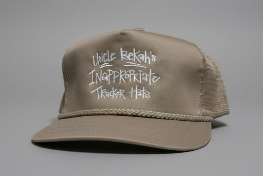 Uncle Bekah’s Logo (solid khaki/white thread) Embroidered Hat