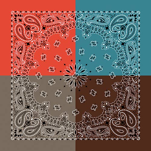 Bandanna - 22" MADE IN USA - Fall Quad Paisley