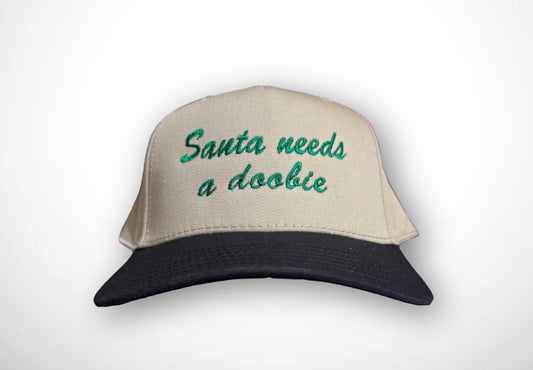 Santa Needs A Doobie Embroidered Hat