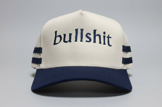 Bullshit (Cream/Navy Stripes) Embroidered Hat