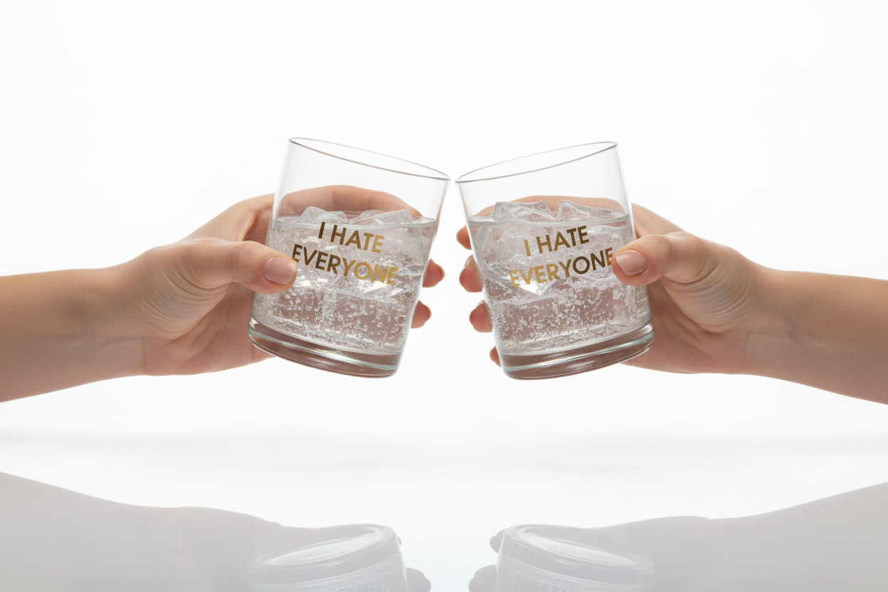 I HATE EVERYONE (rocks glass)
