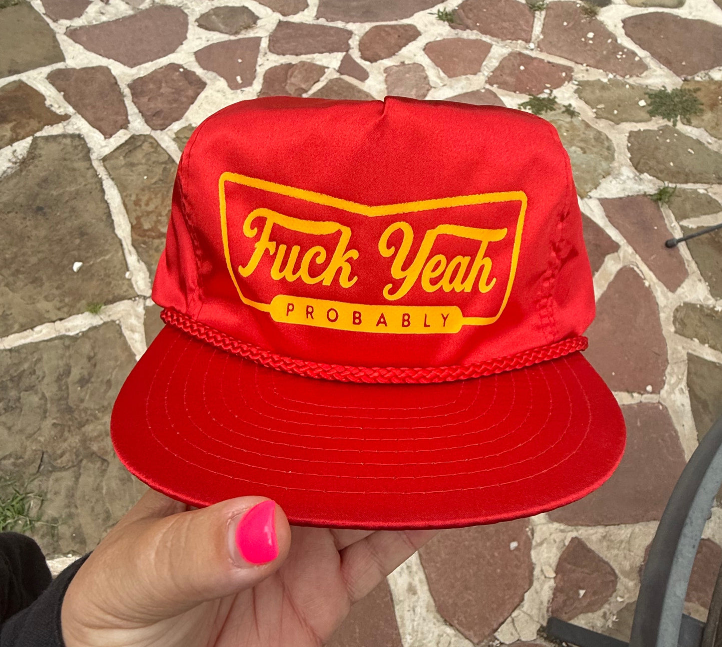 Fuck Yeah Probably (red nylon/gold)