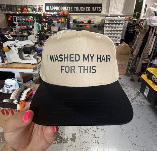 I washed my for hair for this (khaki/black canvas)