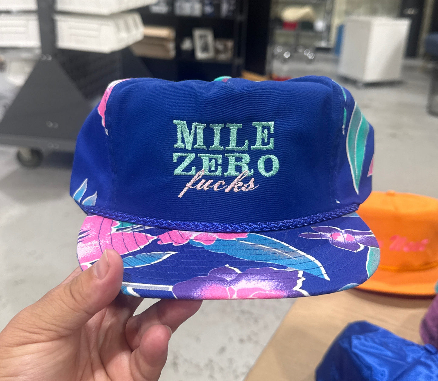 Mile Zero Fucks Vintage (smaller print) Hawaiian Hat