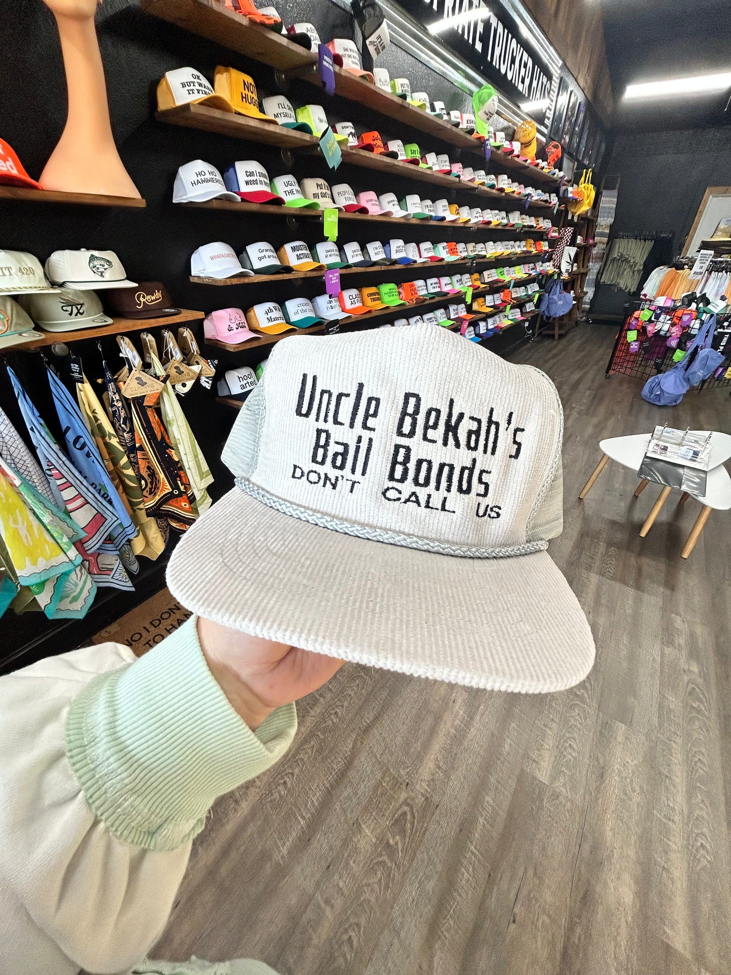 Uncle Bekah’s Bail Bonds (light grey cord/black)