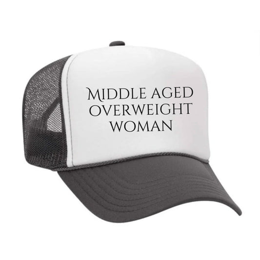Middle Aged Overweight Woman Trucker Hat