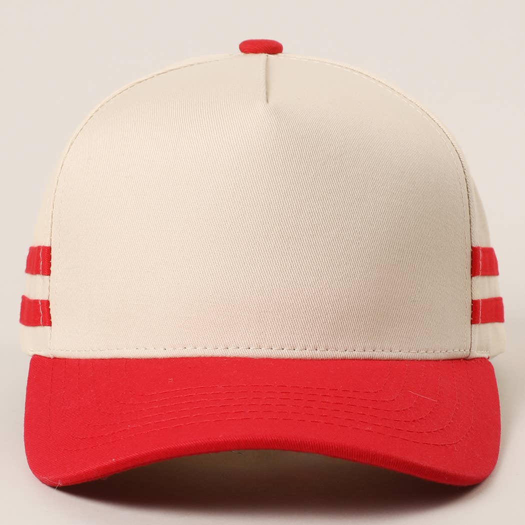Two Tone Canvas Cotton Two Stripes Trucker Hat