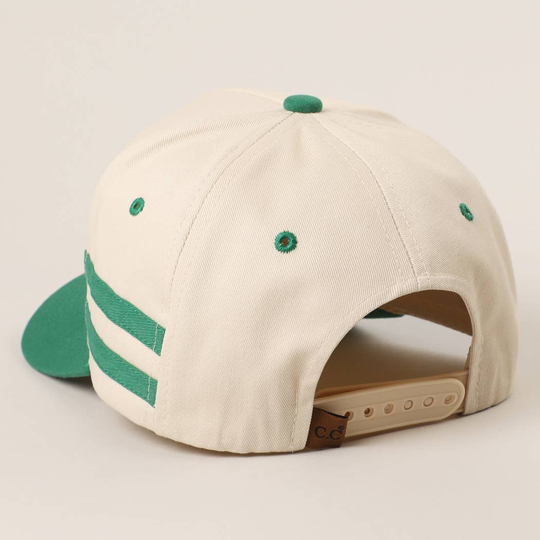 Two Tone Canvas Cotton Two Stripes Trucker Hat