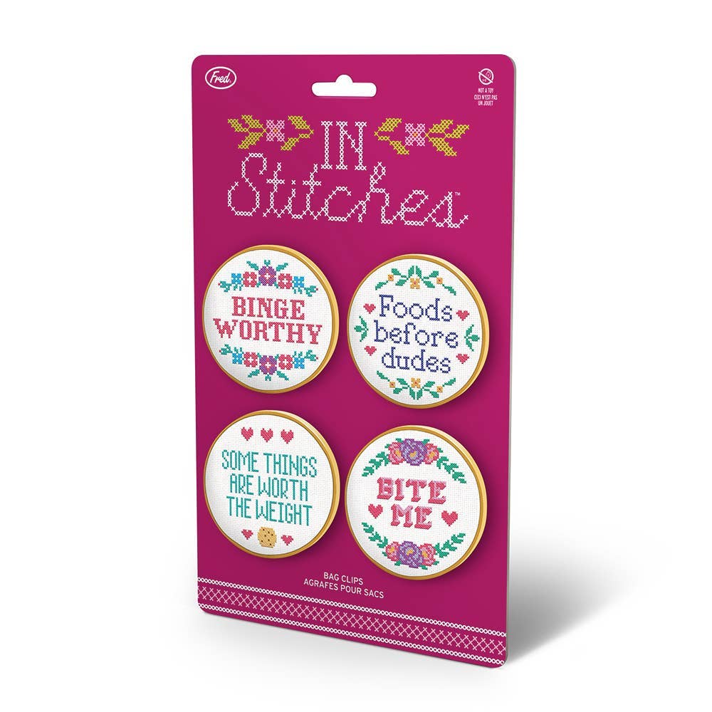 In Stitches - Cross Stitch Bag Clips - Set of 4