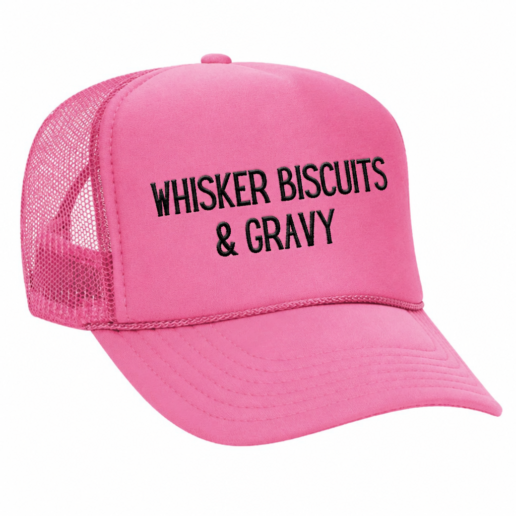 Whisker Biscuits & Gravy trucker hat, Hunter Green/White variant