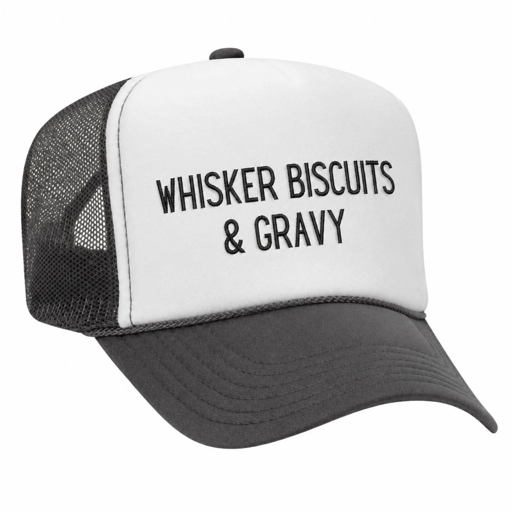 Whisker Biscuits & Gravy trucker hat, Maroon/White variant