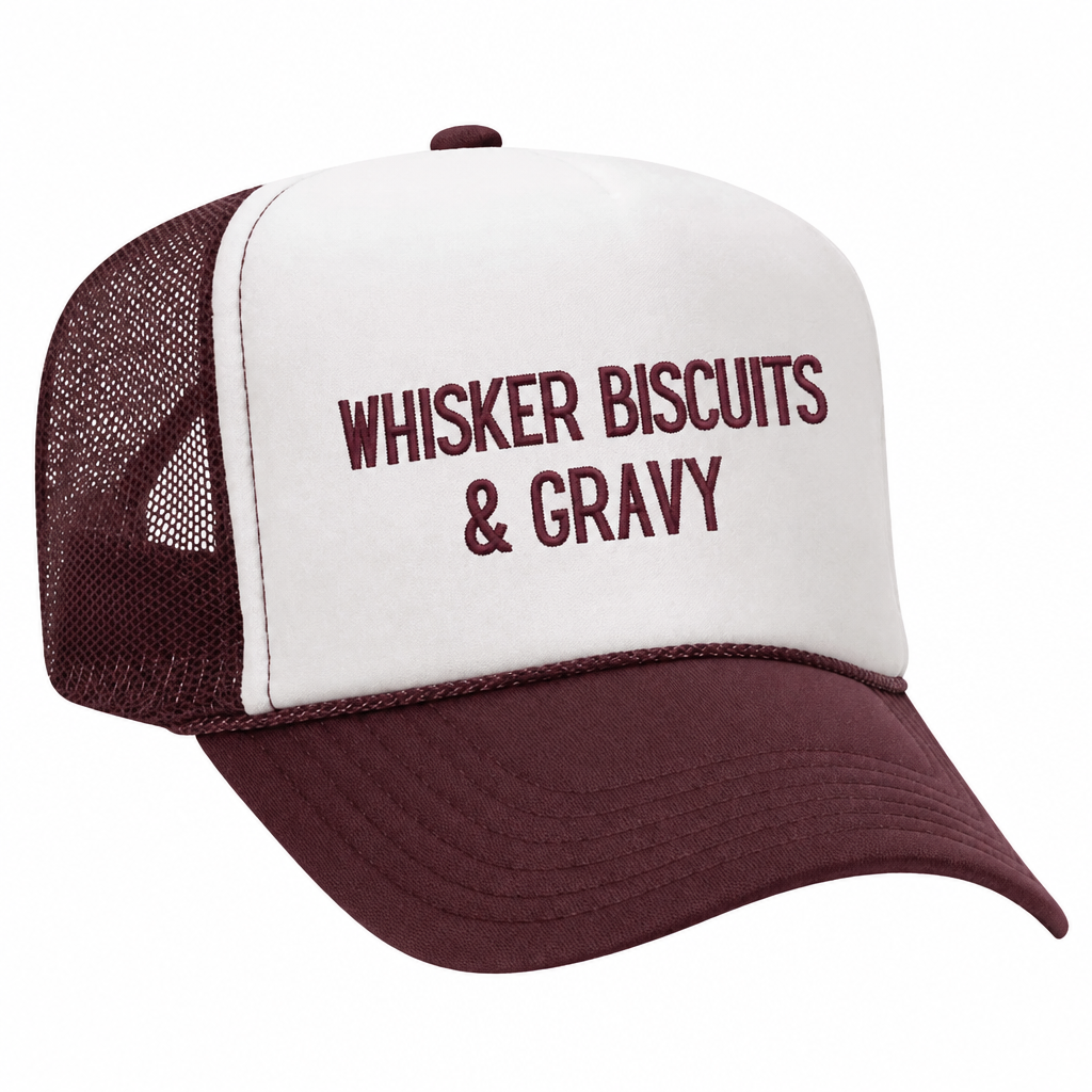 Whisker Biscuits & Gravy trucker hat, Neon Green/White variant