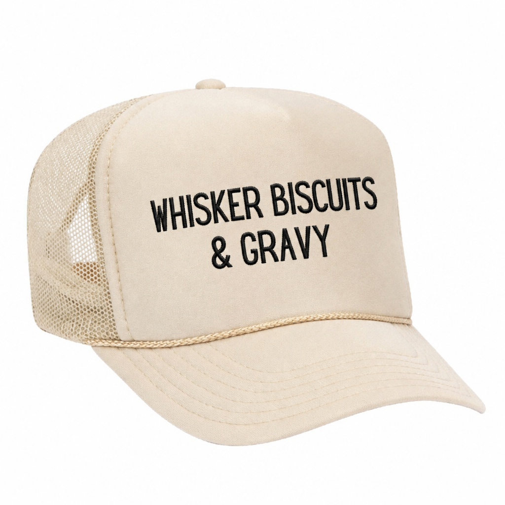 Whisker Biscuits & Gravy trucker hat, Blue/White variant