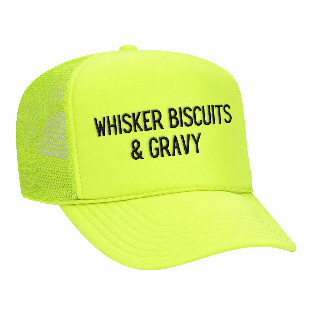 Whisker Biscuits & Gravy trucker hat, Black/White variant
