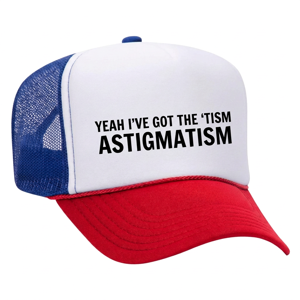 Recentered blue white and red hat