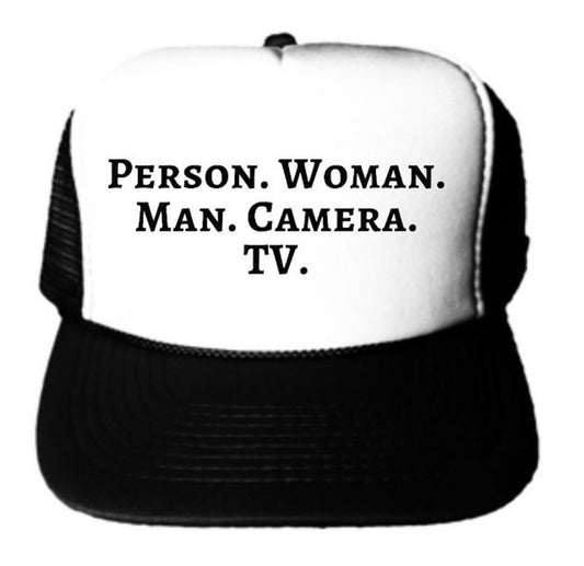 Person Woman Man Camera TV Trucker Hat