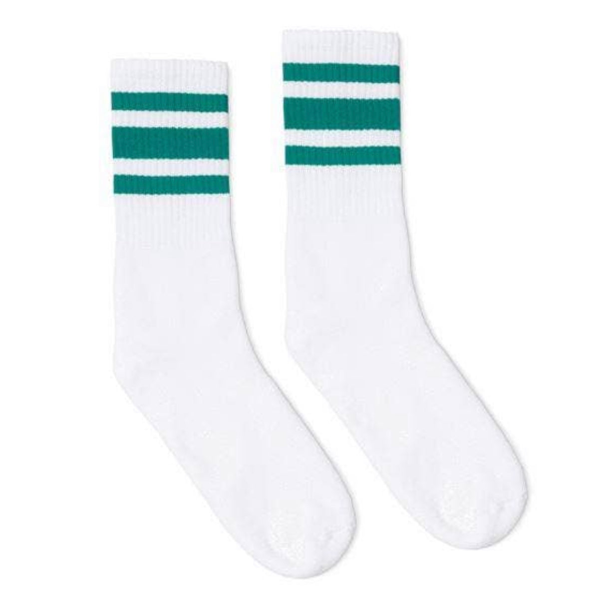 Teal & White Striped Socks